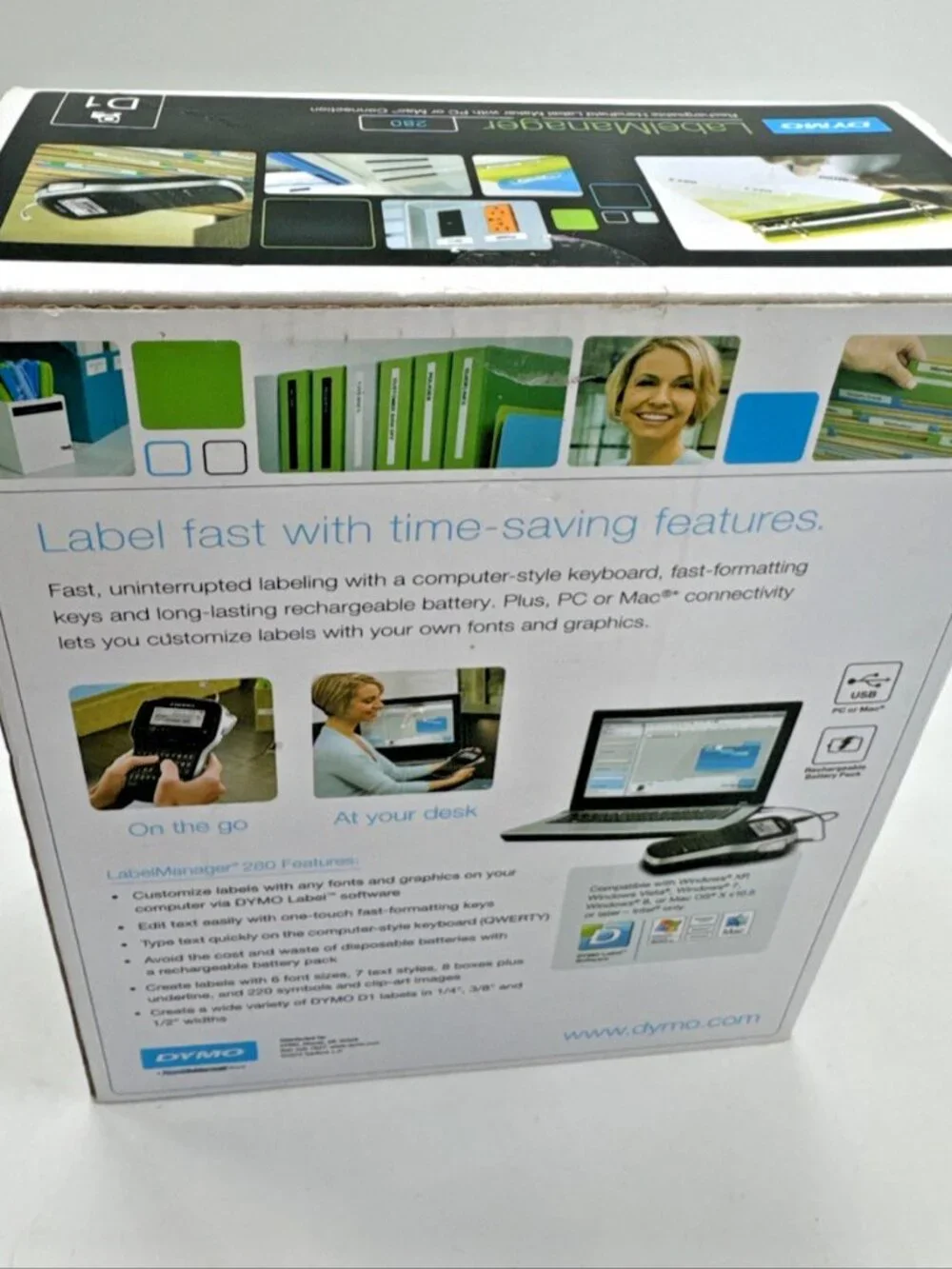 Dymo LabelManager 280 HandHeld Rechargable Label Maker PC Mac Connect NEW SEALED